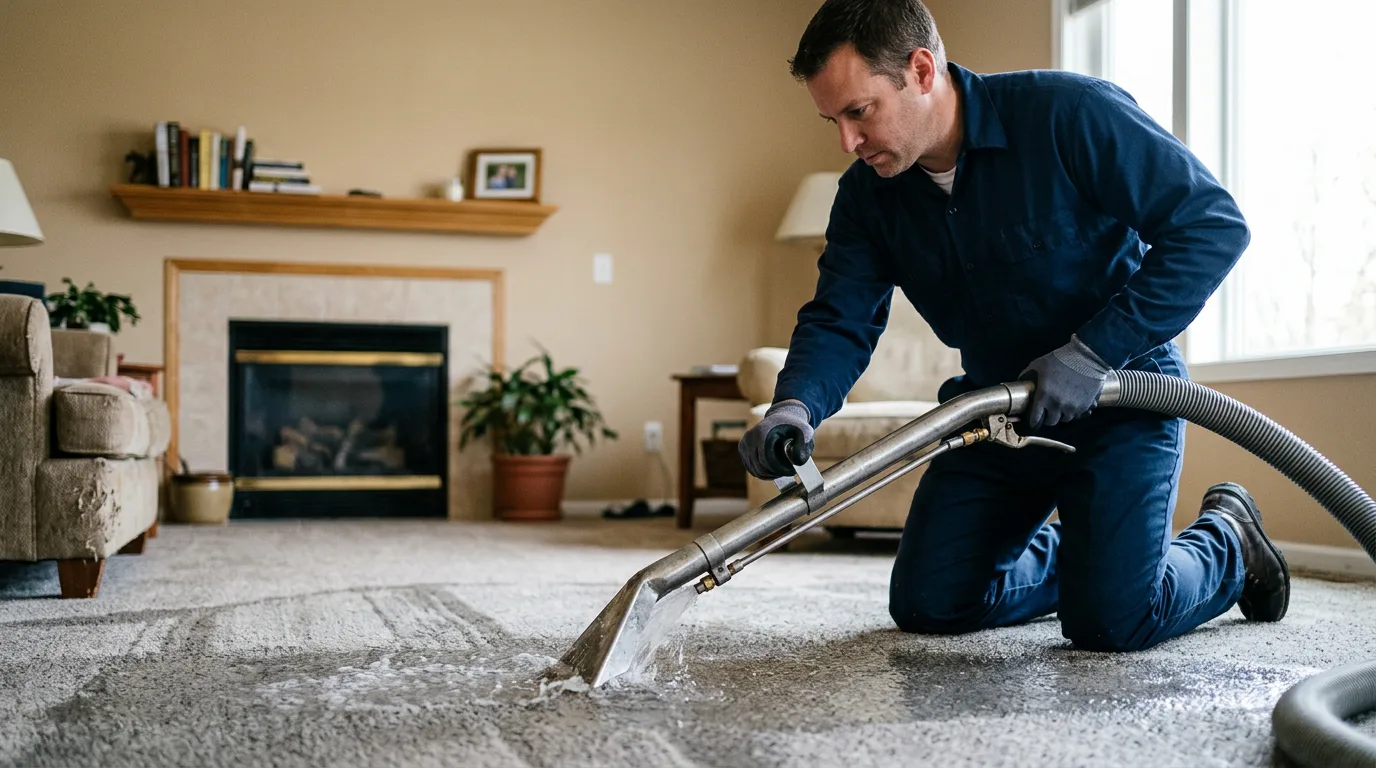 Water damage restoration technician working near Garner, AR